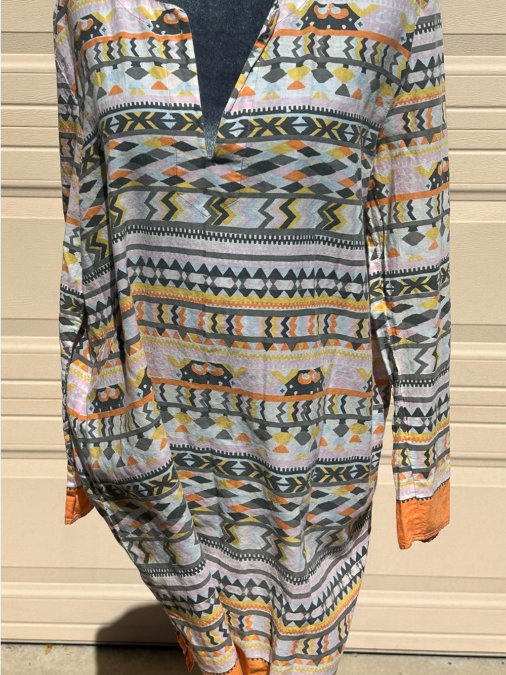 Calypso St. Barth Multicolor Geometric V-Neck Sweater Tunic